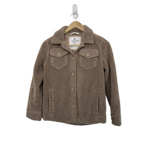 Abercrombie Kids Teddy Sherpa Button Down Jacket Shacket 9/10 Tan Brown Cozy
